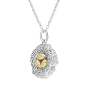 Sterling Silver Nest Yellow Gold Vermeil Easter Egg Necklace. P2928C. 