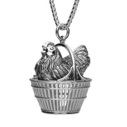Sterling Silver Easter Hen in Basket Necklace P2927