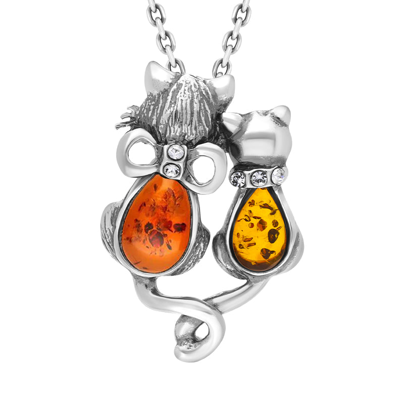 Sterling Silver Amber Cat Necklace P3414 | Contemporary Designer Jewellery