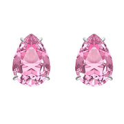 Swarovski Gema Rhodium Plated Pink Crystal Teardrop Stud Earrings, 5614455.