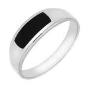9ct White Gold Whitby Jet Inlay Ring R003