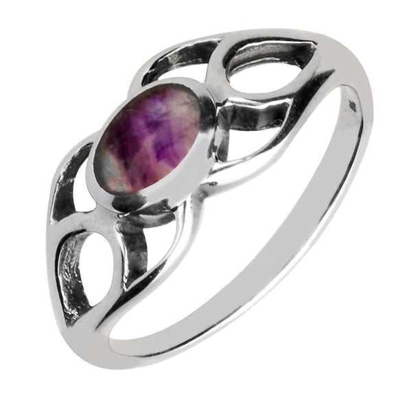 Silver Blue John Oval Pierced Shoulder Ring R146