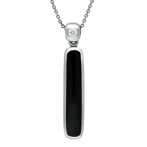 18ct White Gold Whitby Jet Diamond Long Oblong Necklace P1021C