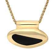 00032758 C W Sellors 9ct Yellow Gold Whitby Jet Freeform Irregular Oval Necklace, P540.