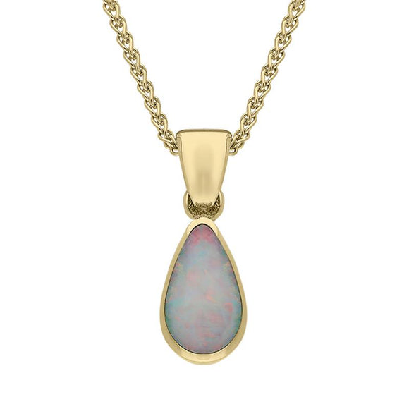 00034091 9ct Yellow Gold Opal Dinky Pear Necklace, P450.