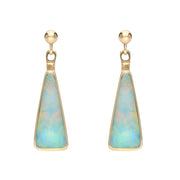 00072421 C W Sellors 9ct Yellow Gold Opal Triangle Drop Earrings, E145.