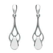 00076572 C W Sellors Sterling Silver  Bauxite Pear Spoon Drop Earrings, E139.