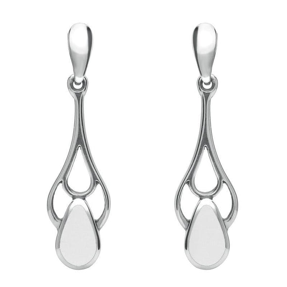 00076572 C W Sellors Sterling Silver  Bauxite Pear Spoon Drop Earrings, E139.