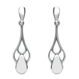00076572 C W Sellors Sterling Silver  Bauxite Pear Spoon Drop Earrings, E139.