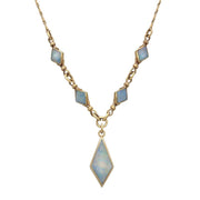 00094753 C W Sellors 9ct Yellow Gold Opal Dinky Diamond Shaped Necklace, N229.