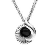 00118598 C W Sellors Silver And Whitby Jet Stone Seashell Necklace, P2549.