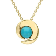 00121279 9ct Yellow Gold Turquoise Spiral Flower Necklace P2556