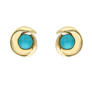 00121294 9ct Yellow Gold Turquoise Spiral Stud Earrings. E1913