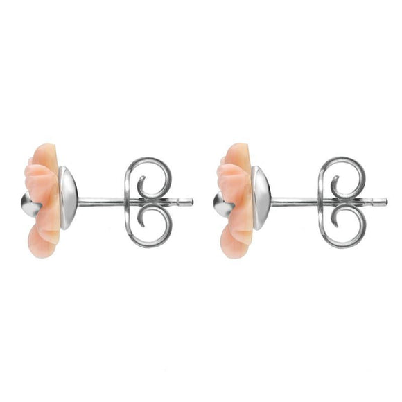Sterling Silver Pink Conch Tuberose Dahlia Stud Earrings E2155