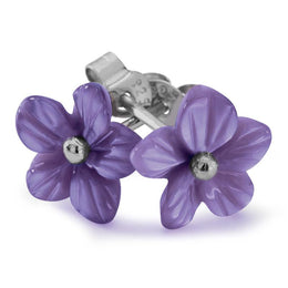 Sterling Silver Amethyst Tuberose Pansy Stud Earrings, E2153.
