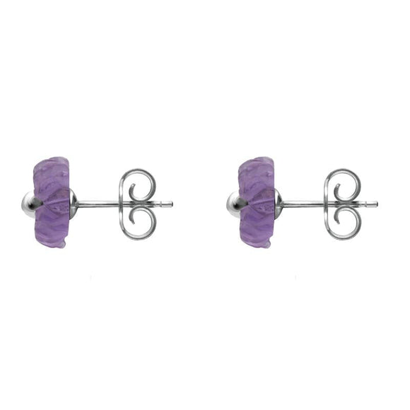 00125817 C W Sellors Sterling Silver Amethyst Tuberose Daisy Stud Earrings, E2160.