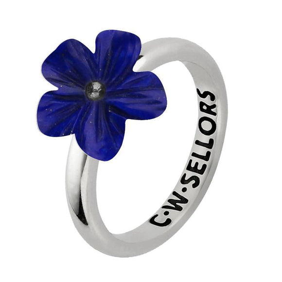 00132934 Lapis Ring Tuberose Platycodon Silver R996