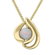 00152507 9ct Yellow Gold Opal Open Sided Tear Drop Necklace, P2544