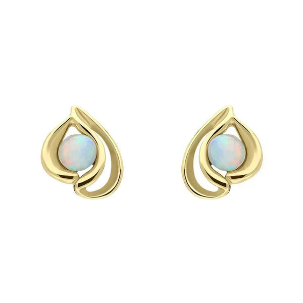00152512 9ct Yellow Gold Opal Open Teardrop Stud Earrings E1907