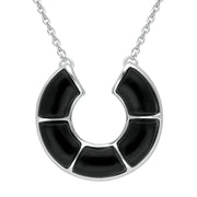 00177585 C W Sellors Sterling Silver Whitby Jet Five Stone Circle Necklace N1053