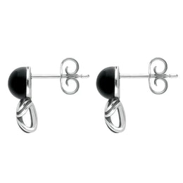 Sterling Silver Whitby Jet Round Twist Stud Earrings E2516