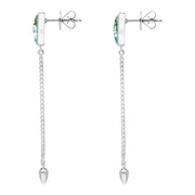 Sterling Silver Abalone Lineaire Long Drop Stud Earrings. E2240.