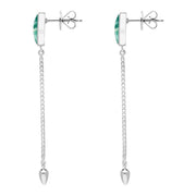 Sterling Silver Amazonite Lineaire Long Drop Stud Earrings. E2240.