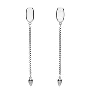 Sterling Silver Bauxite Lineaire Long Drop Stud Earrings, E2240.