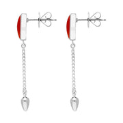 00181112 Sterling Silver Carnelian Lineaire Medium Drop Stud Earrings, E2241.