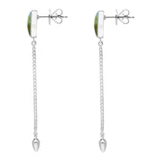 Sterling Silver Labradorite Lineaire Long Drop Stud Earrings. E2240.