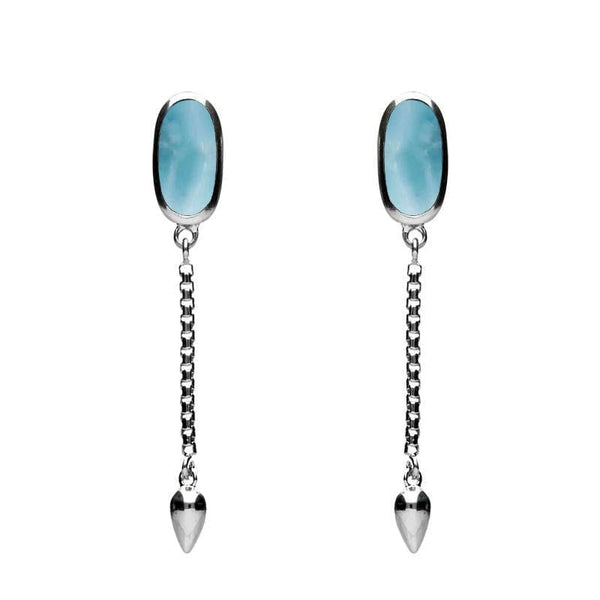 00181128 Sterling Silver Larimar Lineaire Medium Drop Stud Earrings, E2241.