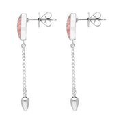 00181144 Sterling Silver Rhodochrosite Lineaire Medium Drop Stud Earrings, E2241.