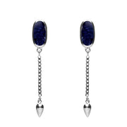 00181148 Sterling Silver Sodalite Lineaire Medium Drop Stud Earrings, E2241.