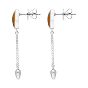 00181152 Sterling Silver Tigers Eye Lineaire Medium Drop Stud Earrings, E2241.