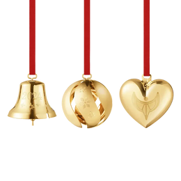 Georg Jensen Christmas Collection 2024 18ct Yellow Gold Plated Ornament Set