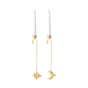 Georg Jensen Christmas Collection 2024 18ct Yellow Gold Plated Star & Moon Candleholder Set
