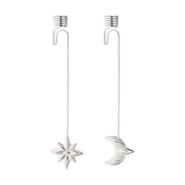 Georg Jensen Christmas Collection 2024 Palladium Plated Star & Moon Candleholder Set