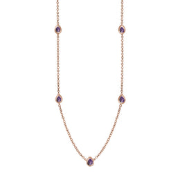 18ct Rose Gold Blue John Cross Link Disc Chain Necklace