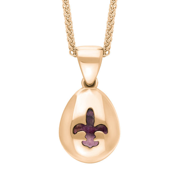18ct Rose Gold Blue John Fleur De Lis Pear Shape Necklace, P3645