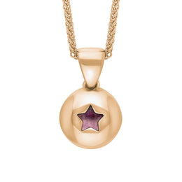 18ct Rose Gold Blue John Star Disc Necklace, P3644.