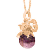 18ct Rose Gold Blue John Zodiac Aries 10mm Bead Pendant, P3620.