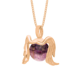 18ct Rose Gold Blue John Zodiac Virgo 10mm Bead Pendant, P3628.