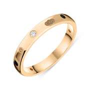 18ct Rose Gold Diamond Jet King's Coronatioin Hallmark 3mm Ring R1193_3