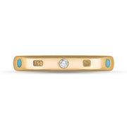 18ct Rose Gold Diamond Turquoise King's Coronatioin Hallmark 3mm Ring R1193_3