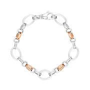 18ct Rose Gold Sterling Silver Double Link Handmade Bracelet C057BR