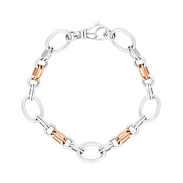 18ct Rose Gold Sterling Silver Double Link Handmade Bracelet C057BR