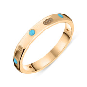 18ct Rose Gold Turquoise King's Coronatioin Hallmark 3mm Ring R1193_3 