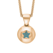 18ct Rose Gold Turquoise Star Disc Necklace