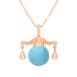18ct Rose Gold Turquoise Zodiac Libra 10mm Bead Pendant, P3617.