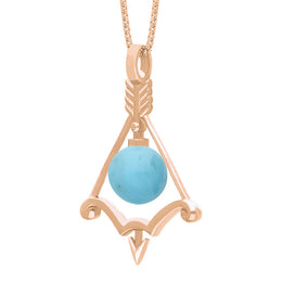 18ct Rose Gold Turquoise Zodiac Sagittarius 10mm Bead Pendant, P3619.